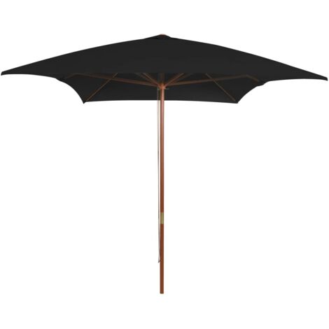 Grand Parasol Rectangle 300 X 200 X 250 cm Noir. Poteau en bois. Raffinement et Ombre Terrasse et Jardin