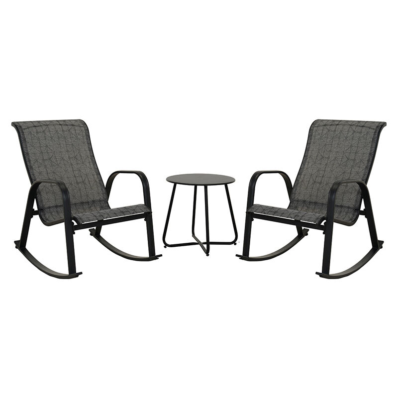 Grand Patio 3 Pieces Rocking Chair Set, Textilene Rocking Bistro Sets with 2 Armchair and 1 Side Table, Weather Resistant, Outdoor Furniture