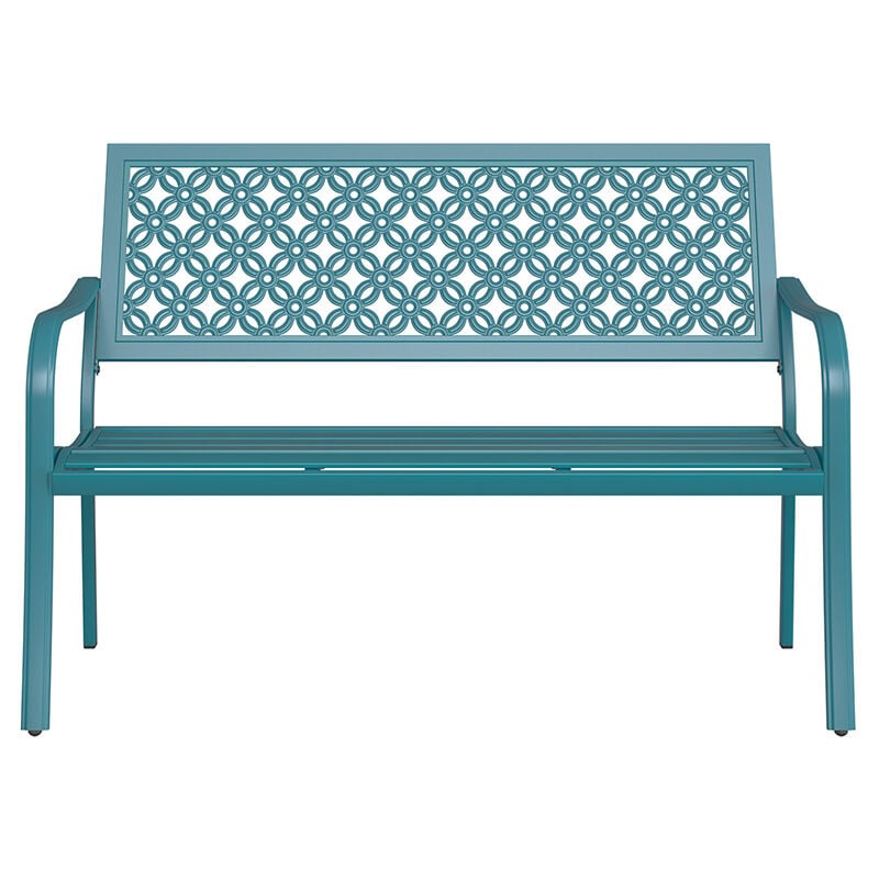 Grand Patio - banc de jardin, banc extérieur avec cadre en acier métallique anti-rouille, motif estampé, choix de couleurs, adapté pour intérieur,
