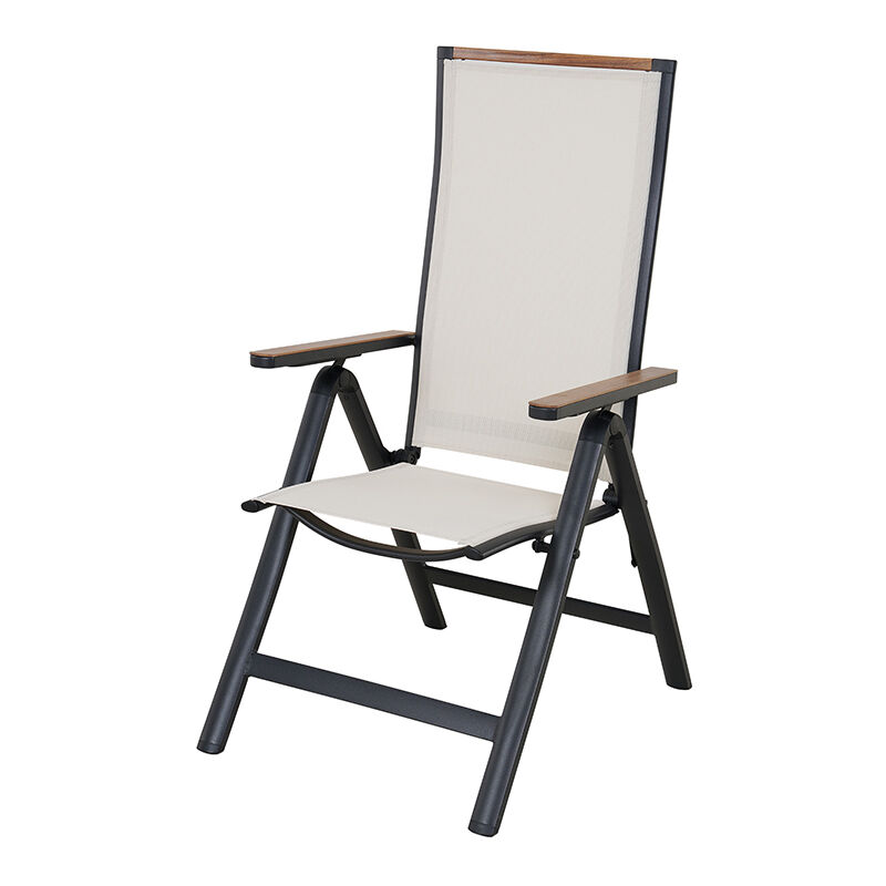 Grand Patio - chaise de jardin en aluminium, chaise de salle à manger pliante avec des accoudoirs solides, réglable en 6 positions, chaise portable