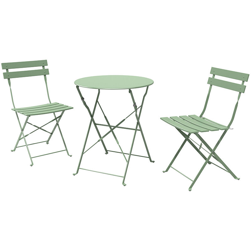 Ensemble bistro 3 pièces avec cadre renforcé, résistant à la rouille 2 chaises et 1 table, acier premium, ensemble de meubles de jardin pliables