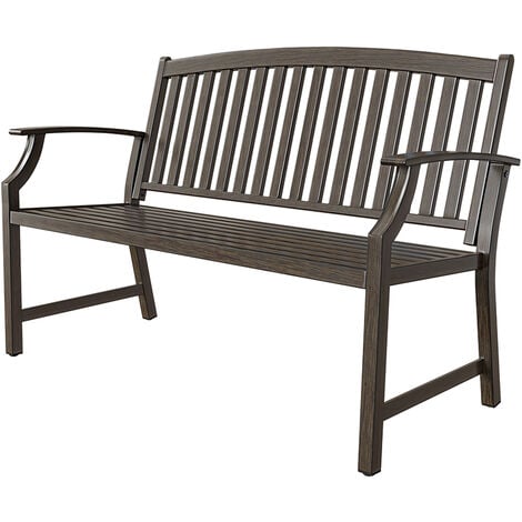 Grand Patio Outdoor Bench, Garden Bench with Anti-Rust Aluminum Steel Metal Frame, Choice of Colours, Suitable for Indoor, Outdoor, Patio, Park (Dark Brown)