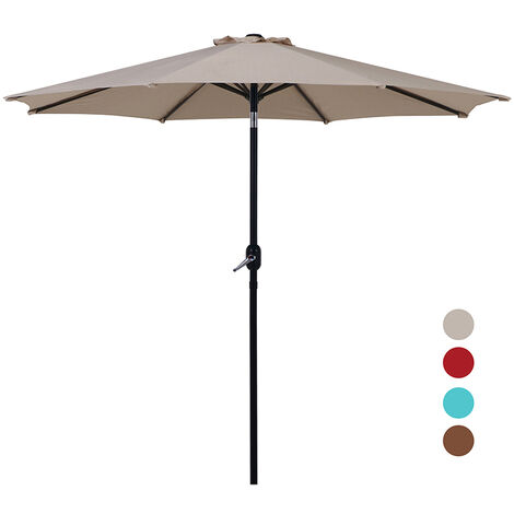 Grand Patio parasol de jardin, parasol de patio de 2,7 m, 8 nervures en acier, mât en aluminium, parasol pour ombrager le soleil pour pelouse, jardin, UV 50+