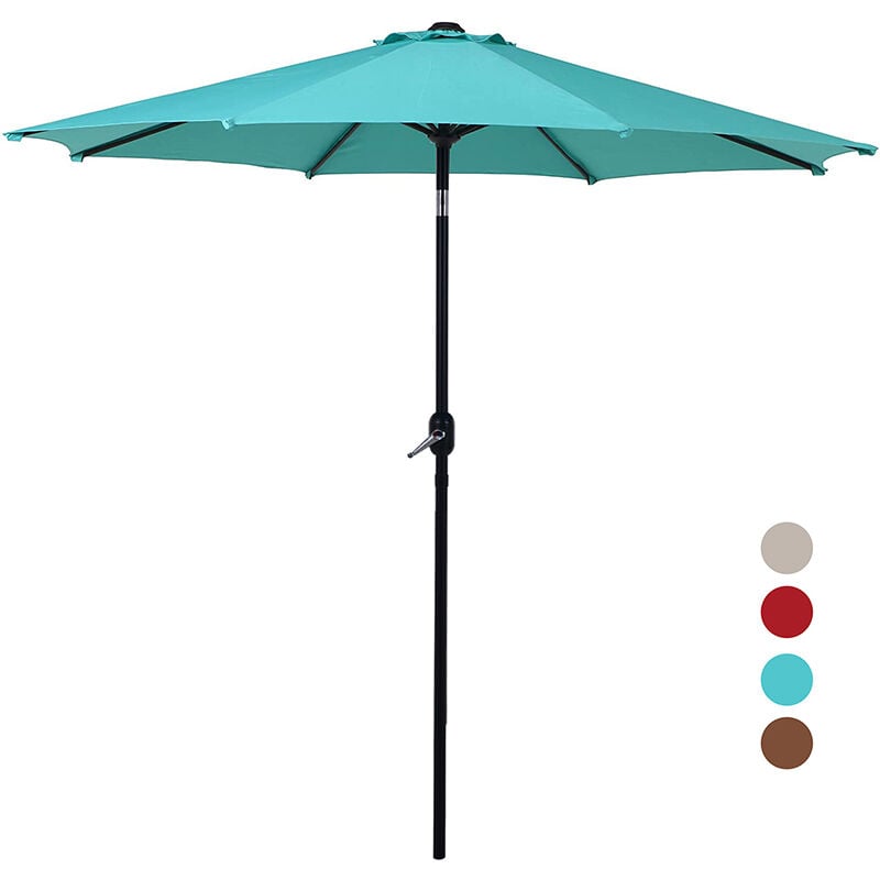 Parasol de jardin, parasol de patio de 2,7 m, 8 nervures en acier, mât en aluminium, parasol pour ombrager le soleil pour pelouse, jardin, uv