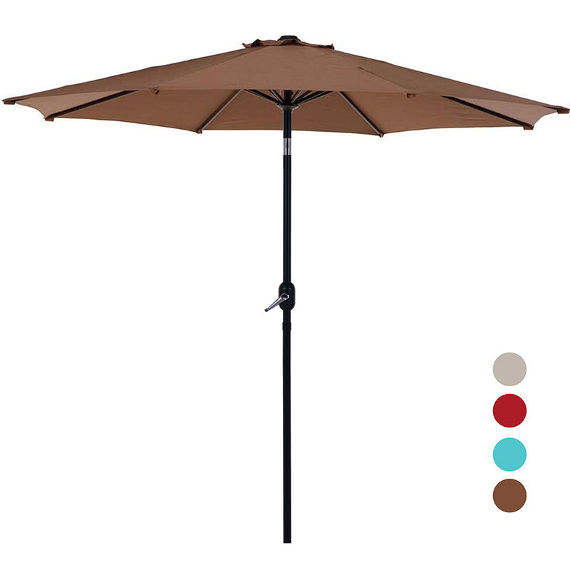 Parasol de jardin, parasol de patio de 2,7 m, 8 nervures en acier, mât en aluminium, parasol pour ombrager le soleil pour pelouse, jardin, uv