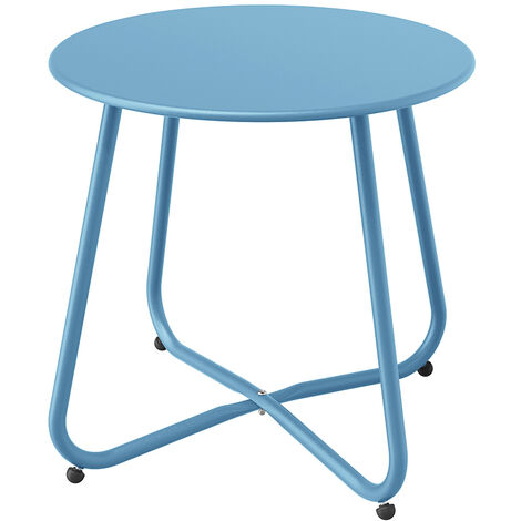 Grand Patio table d'Appoint, table d’extrémité ronde en métal, légère, résistante aux intempéries, Table à goûter pour l'intérieur, le jardin