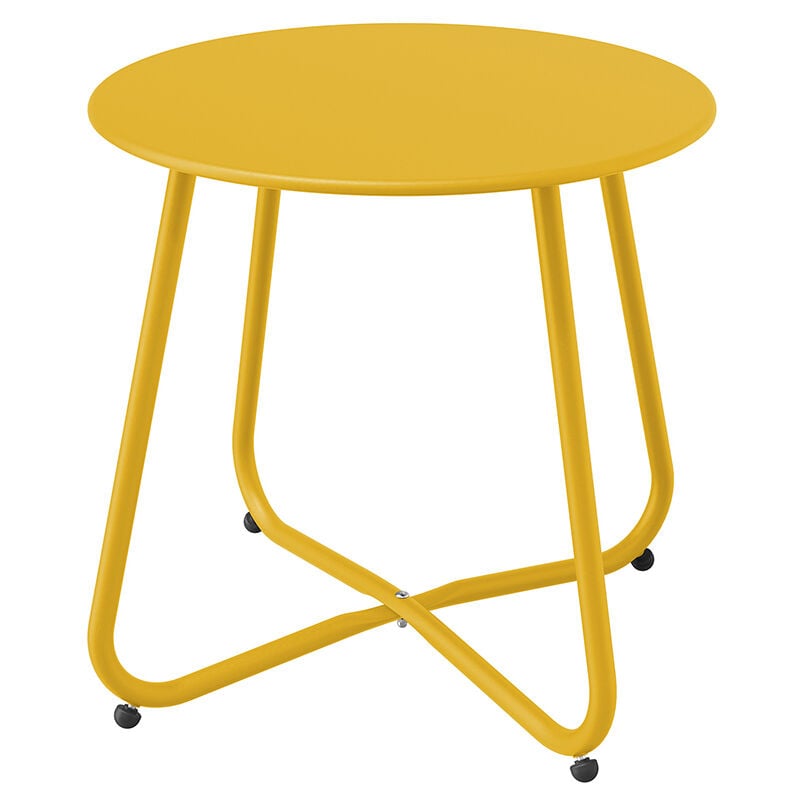 Table d'Appoint, table d'extrémité ronde en métal, légère, résistante aux intempéries, Table à goûter pour l'intérieur, le jardin ( jaune) - Grand