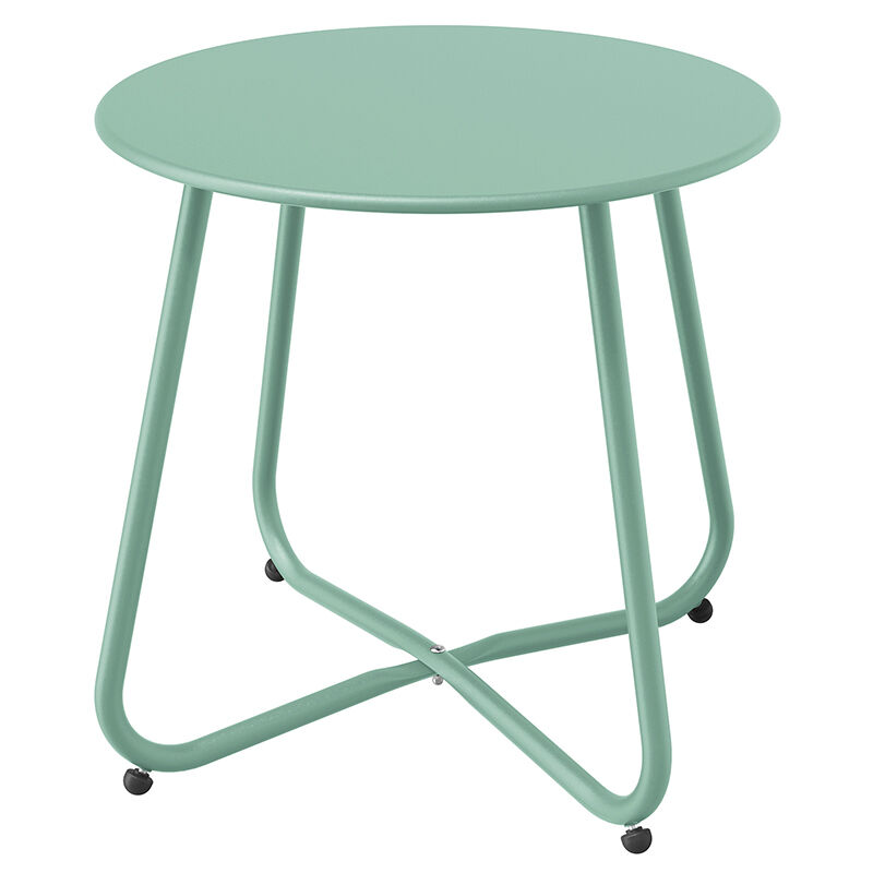 Table d'Appoint, table d'extrémité ronde en métal, légère, résistante aux intempéries, Table à goûter pour l'intérieur, le jardin (vert menthe)