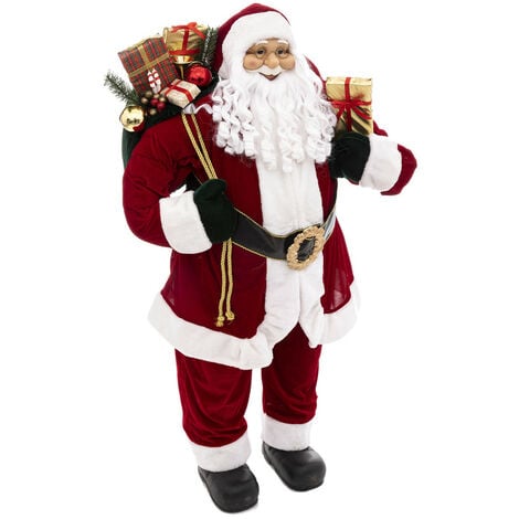 Grand Père Noël traditionnel en velours rouge et fourrure blanche H 120 cm - Feeric Christmas