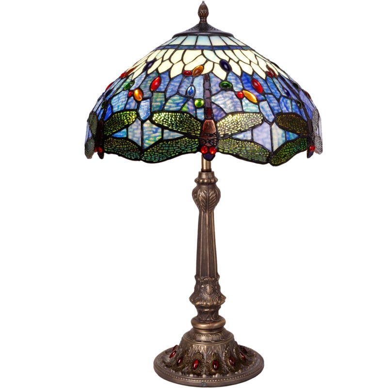 Fijalo - Grande Lampe de Table Tiffany diamètre 40cm Série Belle Epoque