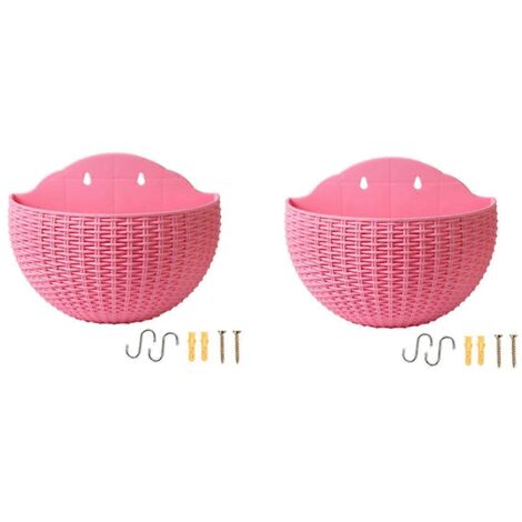 Grand pot suspendu en plastique rose pour balcon--