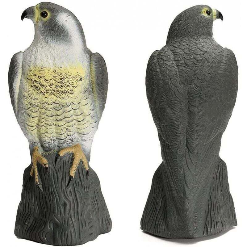 Tuserxln - Grand réaliste Faucon leurre Oiseau deterrant, réaliste Complet Corps Oiseau de Proie Anti-PARASITES Jardin Statue Chat et Oiseau Répulsif