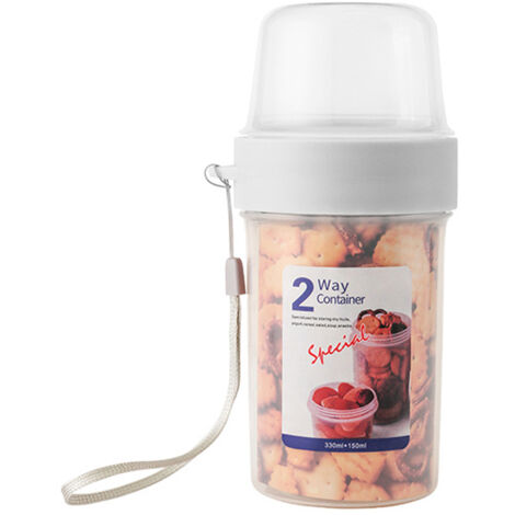 Grand récipient double pour salade, fermeture hermétique pour pots de yaourt, couvercle de conservation, double récipient avec cordon (150 ml + 330 ml)