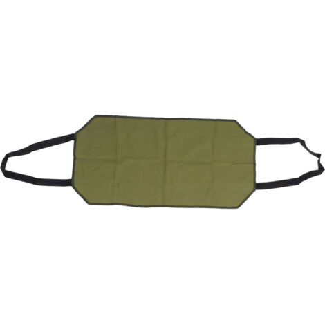 Grand sac à bûches en toile verte pour cheminée intérieure, résistant à l'usure et portable.