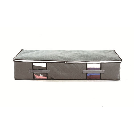Grand sac de finition épaissi sac de rangement pour fond de lit portable à quatre fenêtres sac de rangement pour sac de couette pliant non tissé sac de rangement gris 97 43,5 20 cm