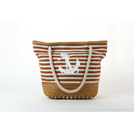 Grand Sac de Plage pour Femmes, Sac Fourre-Tout en été, Shopping Bag, Grand Sac à Bandoulière avec Poignée en Corde, Shoulder Bag pour la Plage, Les Vacances, Les Achats et Les Voyages-Kaki