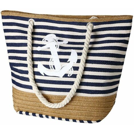 Grand Sac de Plage pour Femmes, Sac Fourre-Tout en ��t��, Shopping Bag, Grand Sac �� Bandouli��re avec Poign��e en Corde, Shoulder Bag pour la Plage, Les Vacances, Les Achats et Les Voyages
