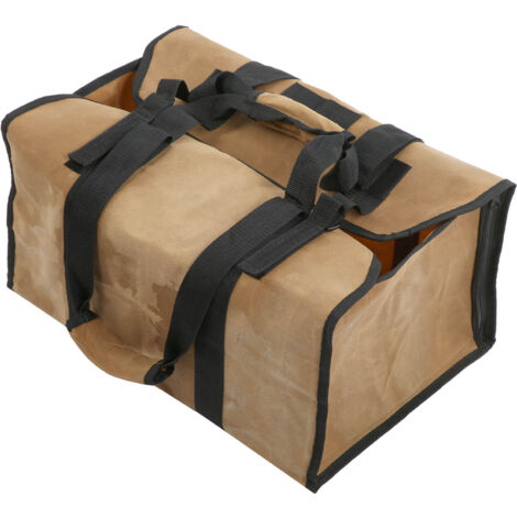 Grand Sac de Rangement Polyvalent Imperméable pour Bois de Chauffage et Jardin, Capacité XL, Tote en Toile Kaki