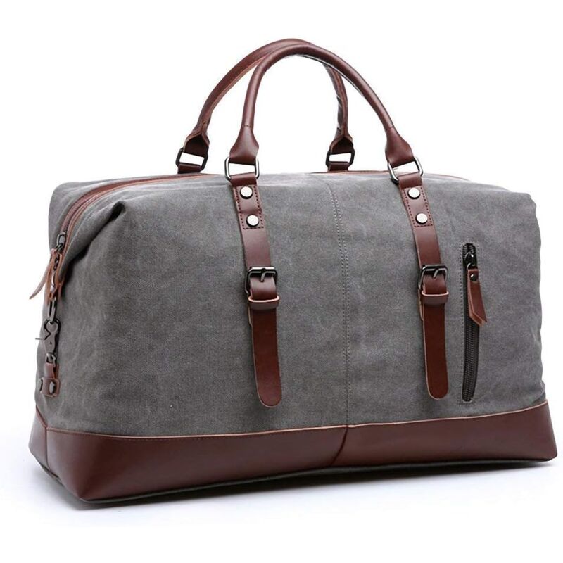 Grand Sac de Voyage en Toile avec fourre-Tout, Sac à Main et Sac à Main, Sac à bandoulière,Gris
