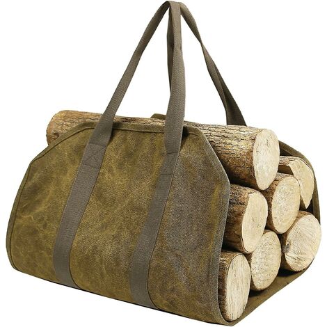 Grand sac fourre-tout en bois de chauffage en toile sac de transport en bois de chauffage sac de transport intérieur extérieur sac de rangement avec poignées
