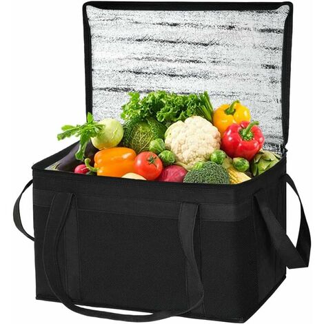 Grand Sac Isme, Sac De Courses Pliable, Sac Isolant Reutilisable Fruit Legume, Sacs De Pique Nique, Sac Lunch Peut Garder La TempéRature Et La Fraîcheur Des Aliments (Noir)