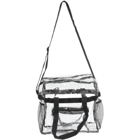Grand Sac Transparent PVC Résistant au Froid pour Voyage et Shopping, Capacité Élevée, Noir