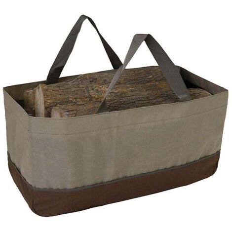 Grand Sac Transport Bûches Bois de Chauffage en Toile Cirée Porte-Bûches Pratique