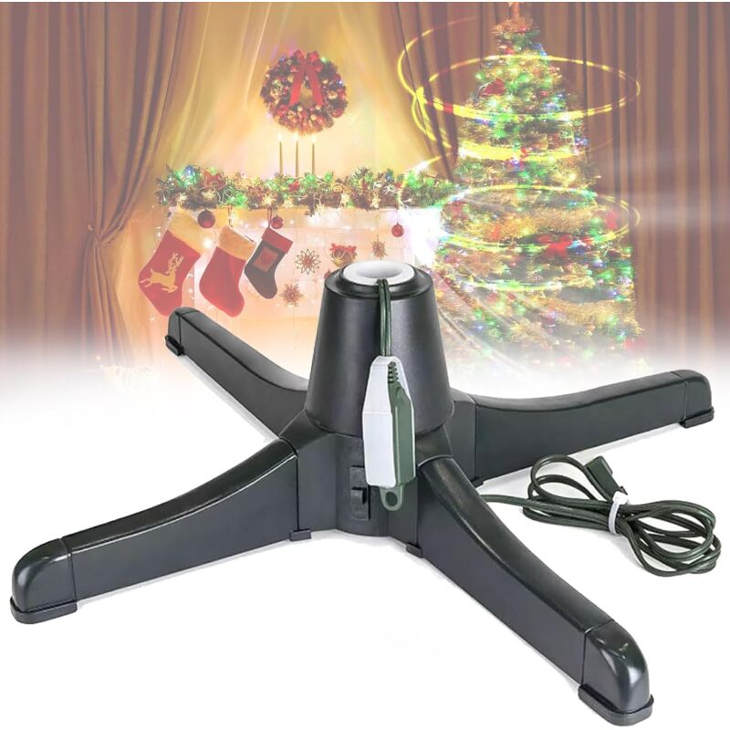 Coocheer - Grand sapin de Noël à base rotative électrique, support d'arbre de Noël, base d'arbre de Noël artificiel rotatif à 360°, support d'arbre