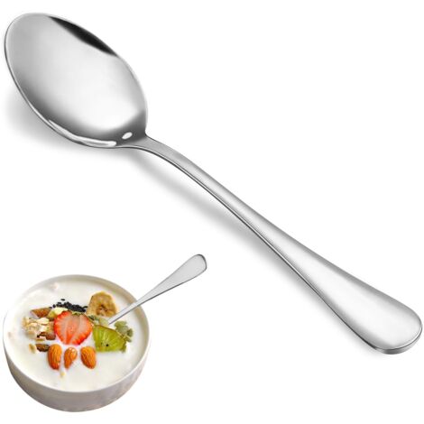 Grand service d'argenterie de qualité supérieure, 16 cuillères à café de 17 cm, acier inoxydable 18/10 – Finition miroir et passe au lave-vaisselle