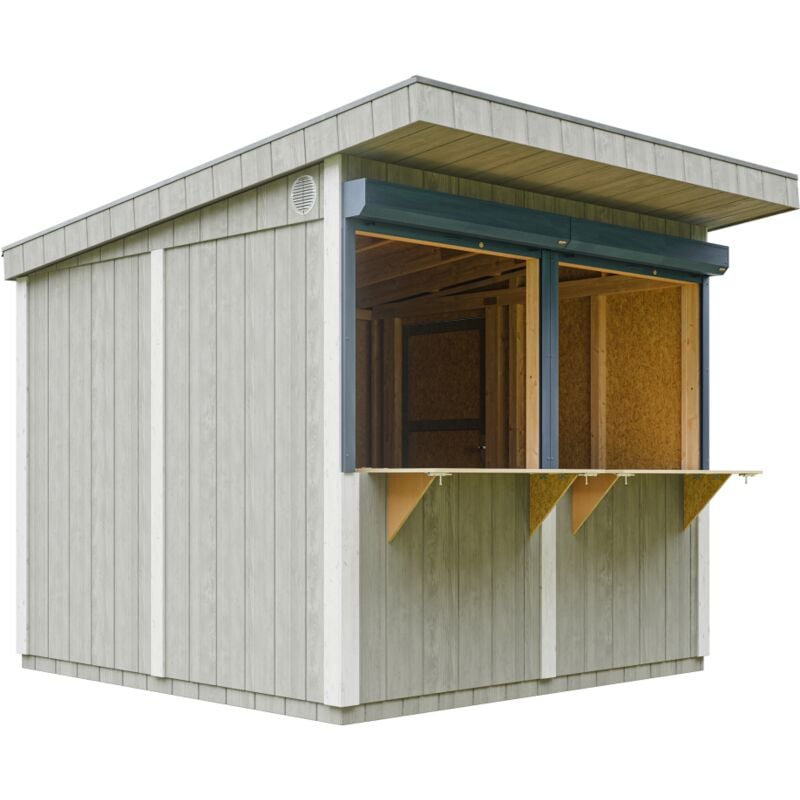 Timbela - Grand stand marché avec comptoir 5,9 m2 - H240x248x305 cm - Bar jardin, kiosque extérieur - lp Smartside M950-TUNDRA grey
