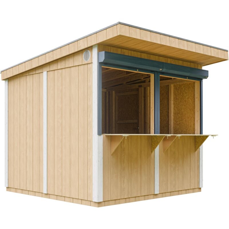 Grand stand marché avec comptoir 5,9 m2 - H240x248x305 cm - Bar jardin, kiosque extérieur - LP Smartside Timbela M950-HARVEST HONEY