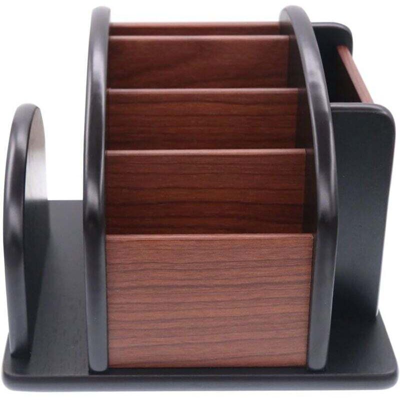 Alovez - Grand support rotatif en bois pour télécommandes de table, rangement rotatif pour fournitures de bureau