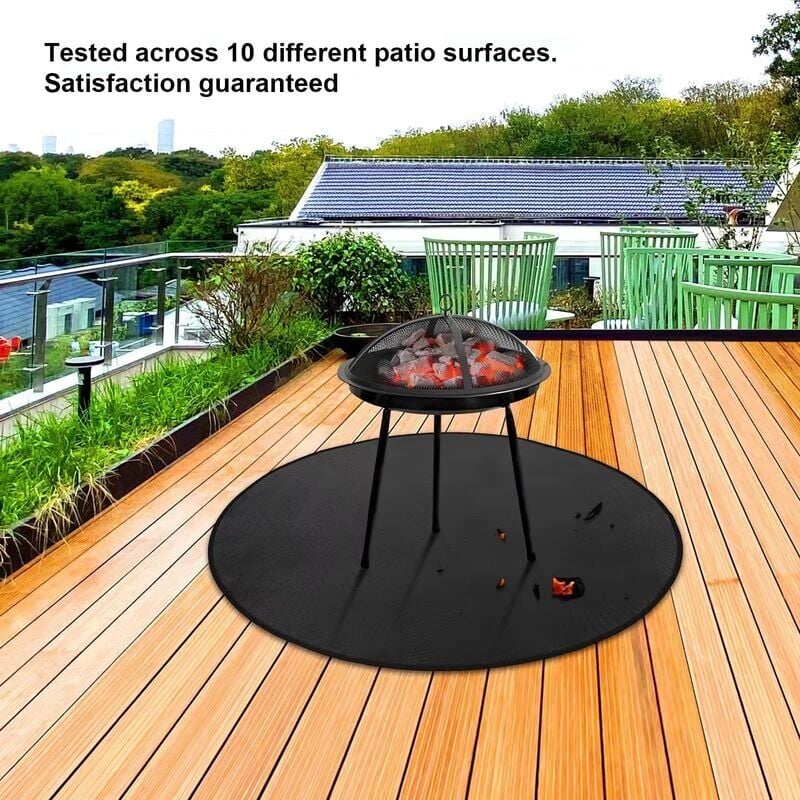 SNQ - Grand tapis de brasero réutilisable pour terrasse/tapis ignifuge/tapis de braise/tapis de protection et de terrasse/tapis rond de 91cm