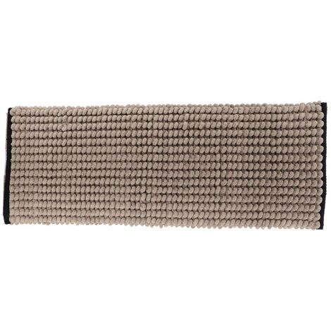 Grand Tapis de salle de bain Bicolore Beige Ficelle et Noir en Polycoton 45 x 120 cm - TENDANCE