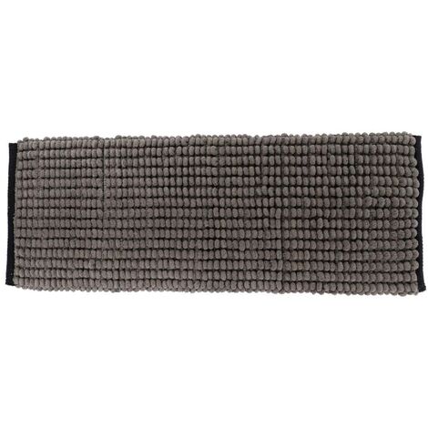 Grand Tapis de salle de bain Bicolore Gris et Noir en Polycoton 45 x 120 cm - TENDANCE