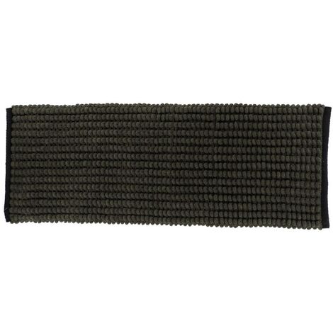 Grand Tapis de salle de bain Bicolore Vert Kaki et Noir en Polycoton 45 x 120 cm - TENDANCE