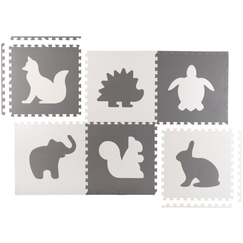 Grand tapis en mousse, puzzles, animaux blancs et gris, 6 pcs.