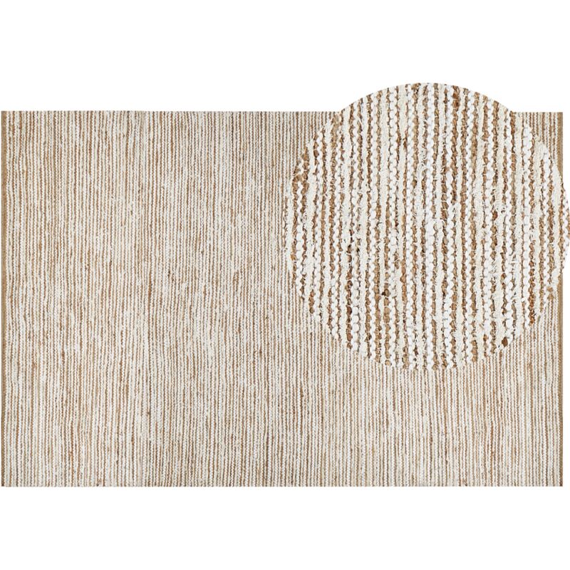 Grand Tapis Réversible à Poil Ras 200 x 300 cm en Coton Beige et Blanc Barkhan