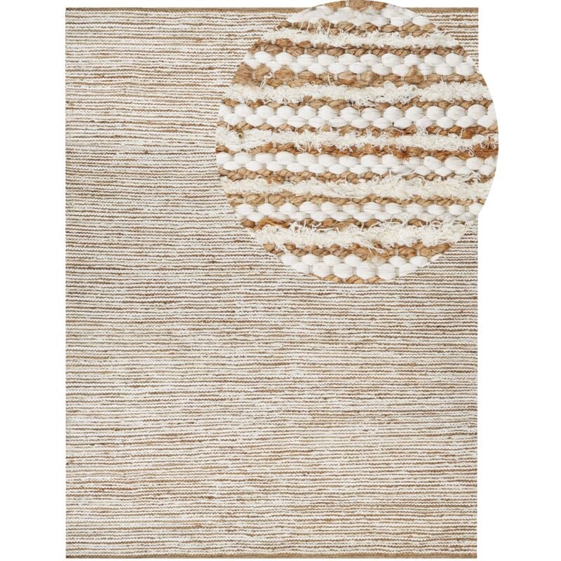Beliani - Grand Tapis Réversible à Poil Ras 300 x 400 cm en Coton Beige et Blanc Barkhan