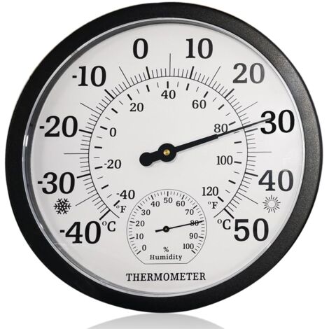 Grand thermomètre 2 en 1 pour l'intérieur et extérieur - Analogique - 25,4 cm - Avec hygromètre