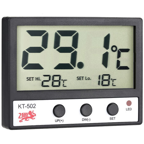 Grand thermometre pour aquarium a ecran LCD, jauge de temperature de l'eau d'aquarium, alarme automatique haute et basse temperature KT502 livre sans batterie