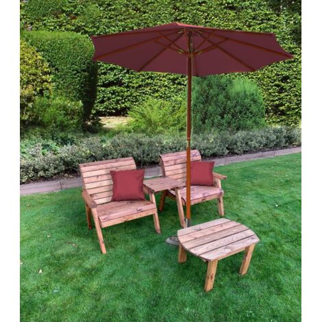 Grand Twin Straight Chair with Coffee Table - W220 x D74 x H98 cm - Fully Assembled - Burgundy Cushion Included