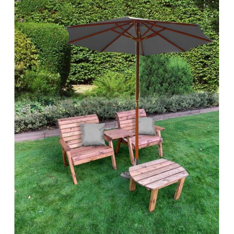 Grand Twin Straight Chair with Coffee Table - W220 x D74 x H98 cm - Fully Assembled - Grey Cushion Included