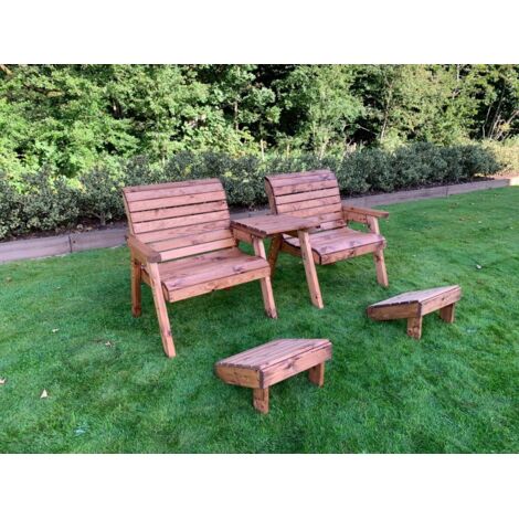 Grand Twin Straight Chair with Footstools - W240 x D90 x H98 - Fully Assembled