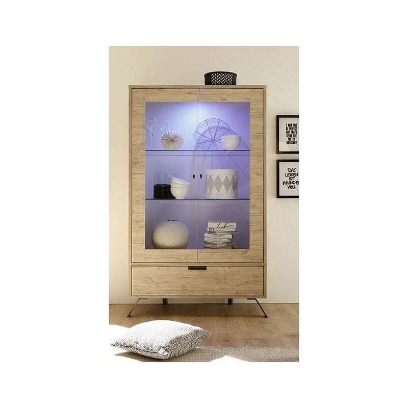 Azura Home Design - Grand vaisselier vitrine palma 106 cm chêne