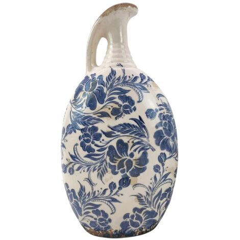 Grand vase à fleurs décoratif en céramique bleue pour la maison et le bureau