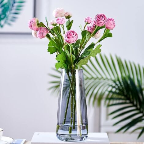 Grand vase de qualité 22 cm - Magnifique vase à fleurs gris haut