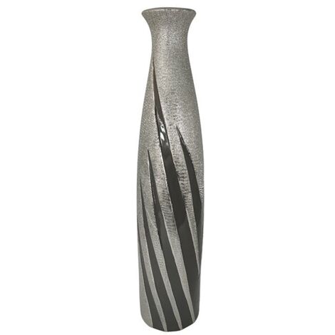 Grand vase décoratif gris et argent