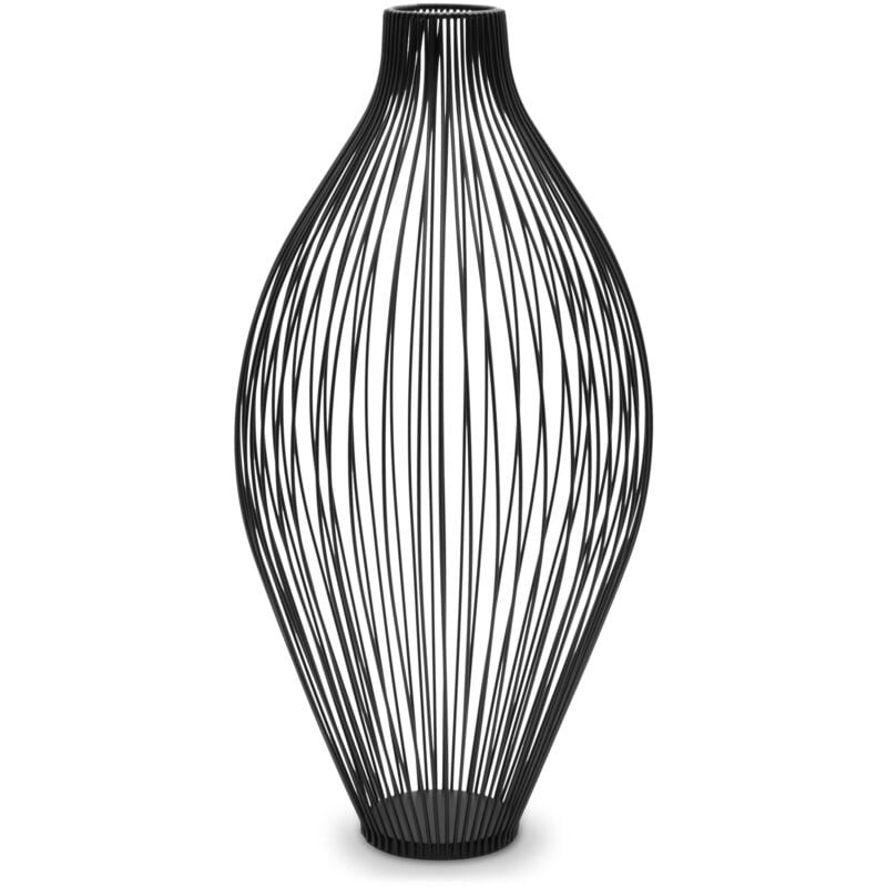 Grand vase décoratif noir - bulbeux / 45 cm - vase en métal pour fleurs artificielles