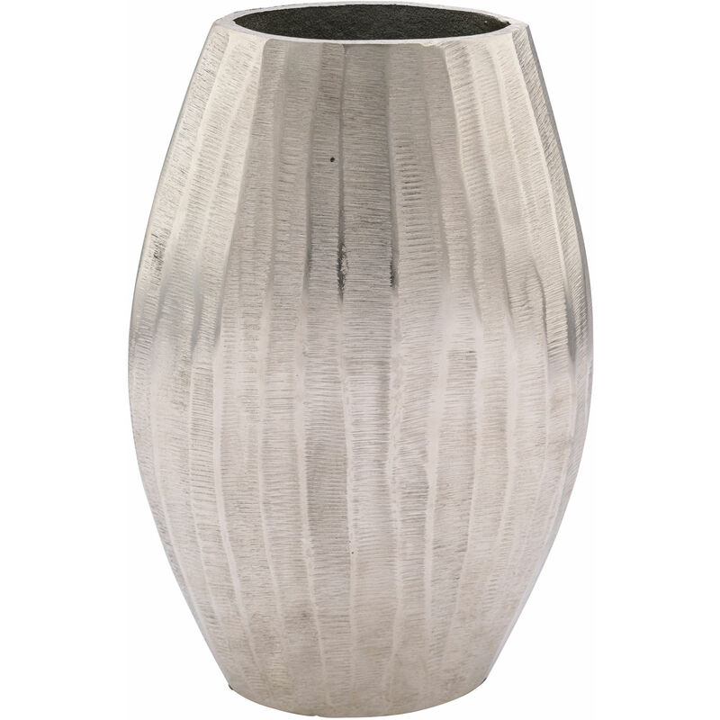 Spetebo - Grand vase en aluminium argenté - ovale / 33 cm